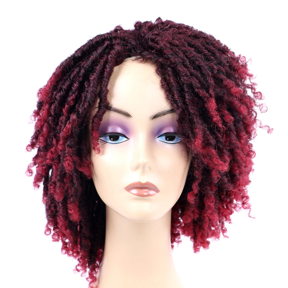 Short Dreadlock Wig for Black Women Afro Curly Twist Wigs Synthetic Heat Resistant Breathable Faux Locs Braids Hair Wigs Luxegan