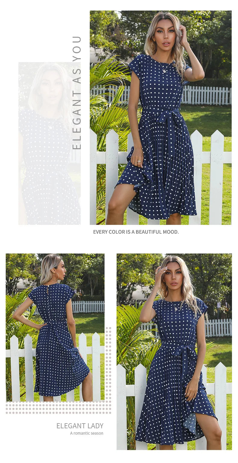 Print V-Neck Short Sleeve Regular Fit Sheath Knee-Length Dress – Medium Stretch Denim, Empire Waist, Summer Luxegan