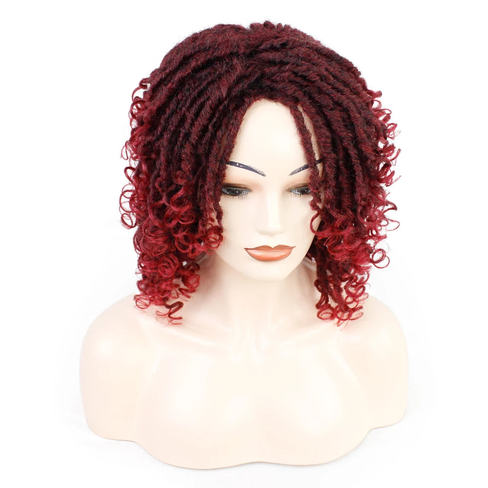 YUNRONG Dreadlock Wig For Black Women 16 inch High Temperature Fiber Dreadlock Ombre Burg Crochet Twist Hair Luxegan