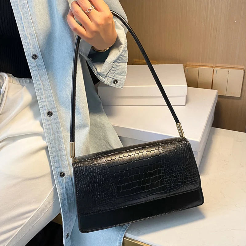 Small Soft PU Leather Handbag | Vintage Armpit Shoulder Bag Luxegan