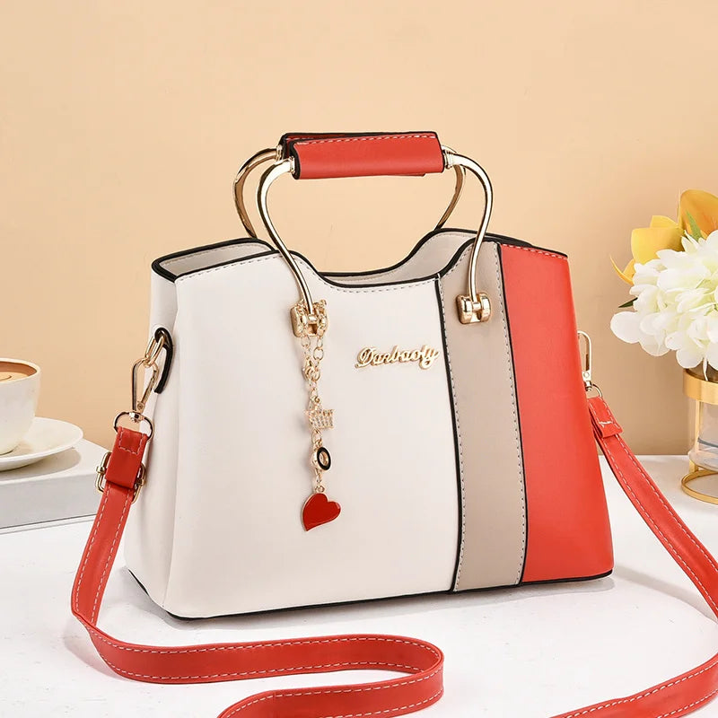 New Retro Patchwork Large Capacity Shoulder Bag | Simple Elegant Women’s Diagonal Crossbody | Versatile PU Leather Tote | Fashionable Leisure Handbag (Model BTL-17975) Luxegan