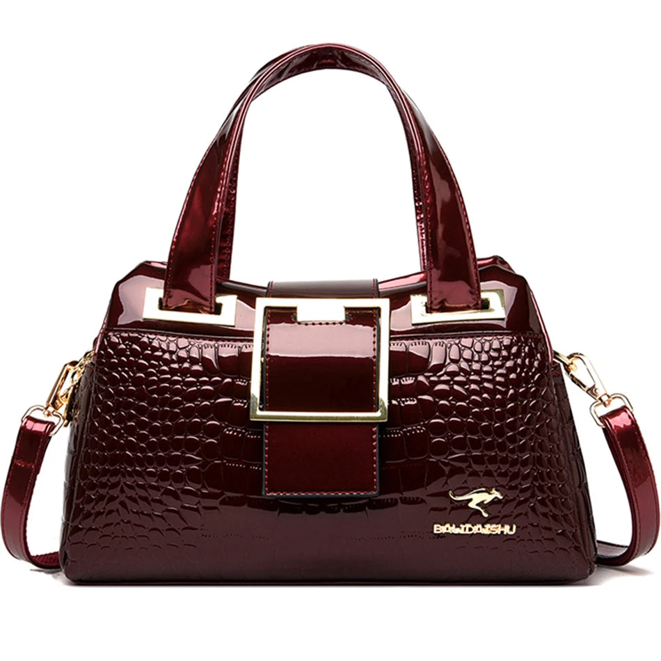 2-Layer Large Capacity Tote Bag | Luxury Handbags Women's Designer Crocodile Pattern Ladies Boston Shoulder Bag (High Quality) Luxegan