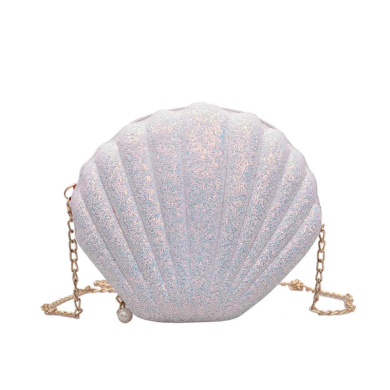 Fashion Sequined Shell Crossbody | Structured PVC Clutch Purse Luxegan