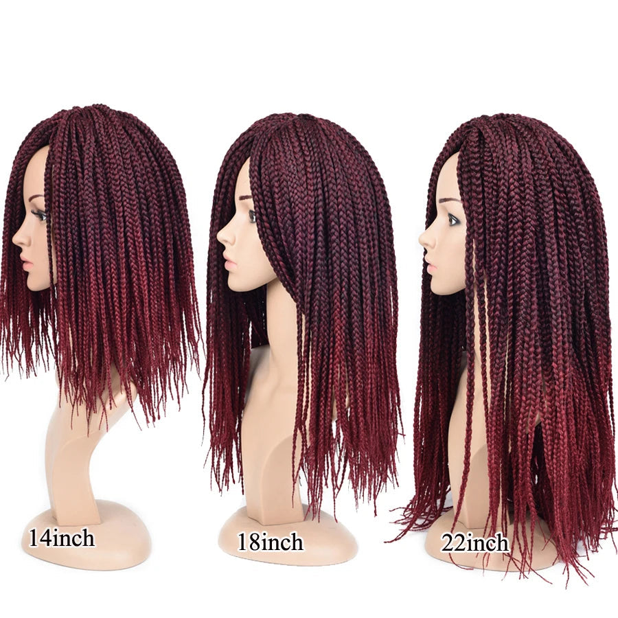 Medium 3X Box Braids Crochet Hair Extensions - 14", 18" & 22" Pre-Looped Ombre Handmade Synthetic Braids - Low Temperature Fiber 22 Strands/Pack Crochet Braids for Women Luxegan 