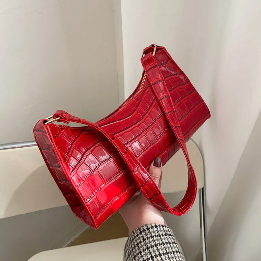 Fashion PU Leather Bags for Women | Alligator Pattern Armpit Handbag & Female Small Underarm Messenger Bag Luxegan