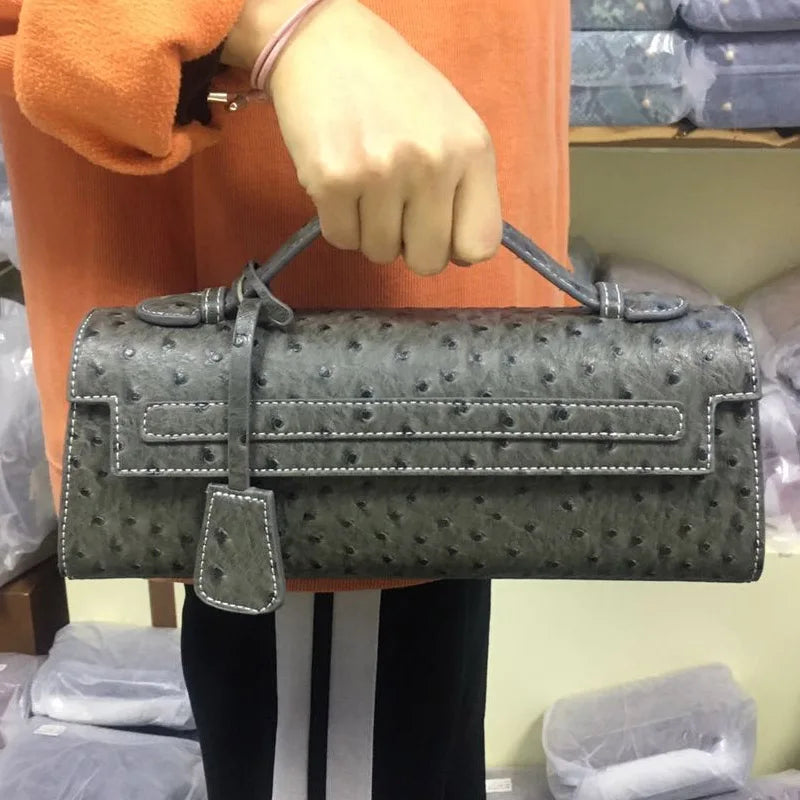 Classic Elegant Ostrich Women's Clutch Bag | Python Handbag, Tote & Messenger Bag Luxegan