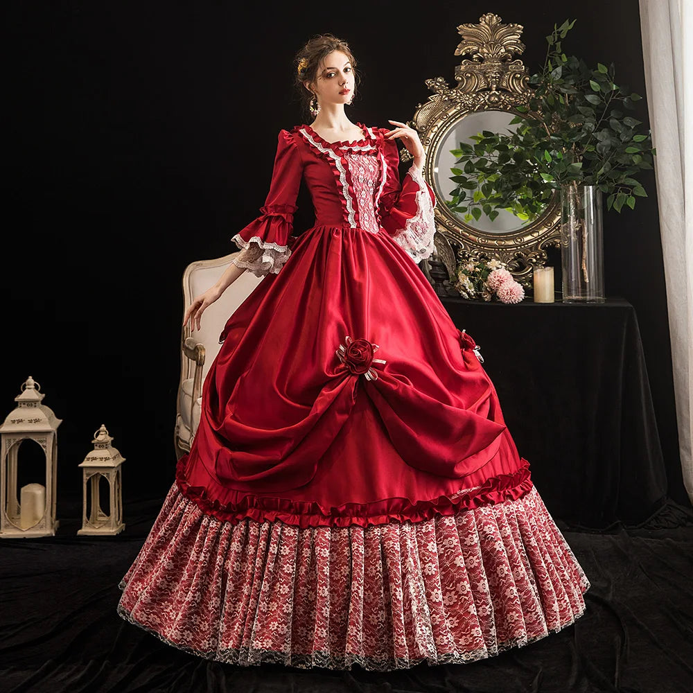 Victorian Renaissance Ball Gown – Square Neck, Flare Sleeve, Floor-Length, Empire Waist