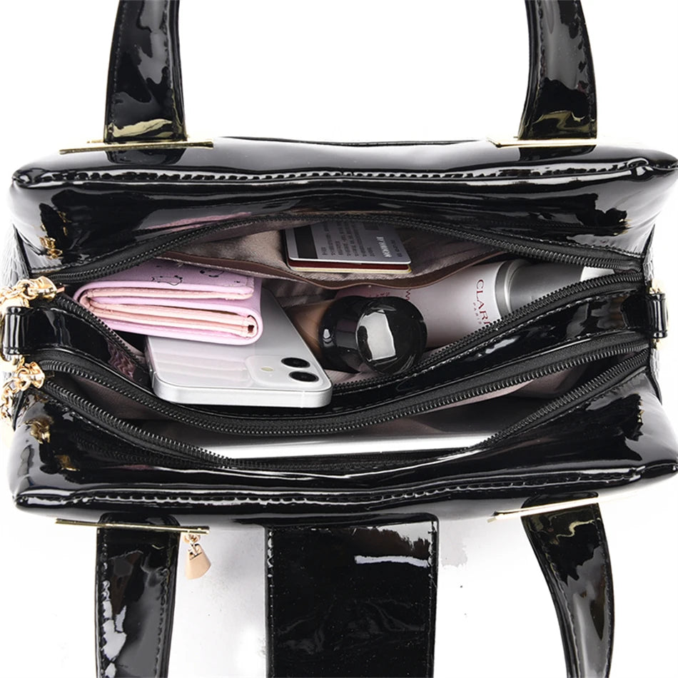 2-Layer Large Capacity Tote Bag | Luxury Handbags Women's Designer Crocodile Pattern Ladies Boston Shoulder Bag (High Quality) Luxegan