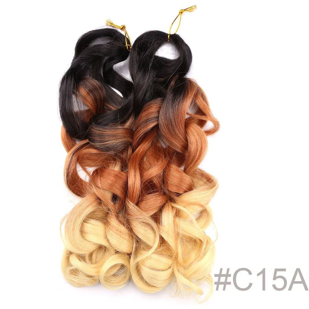 Synthetic Loose Wave Crochet Braiding Hair – Spiral Curls French Curls Pre-Stretched Ombre Braids 16"-26" | 6 Packs Luxegan