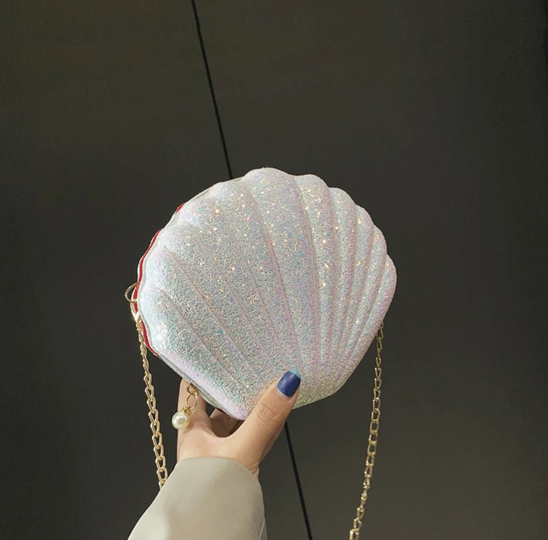 Fashion Sequined Shell Crossbody | Structured PVC Clutch Purse Luxegan