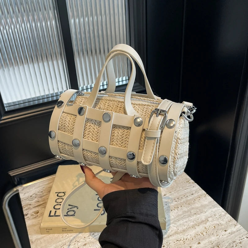 New Fashion Summer Cute Handbags | Light Feminine Straw Bags & Lady Design Purses with Rivet for Women Luxegan