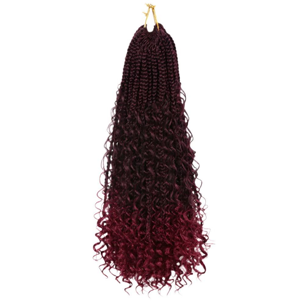 Goddess Box Braids Crochet Hair | Curly Ends | Bohemian Ombre | 14"-20" | Synthetic Braiding Hair
