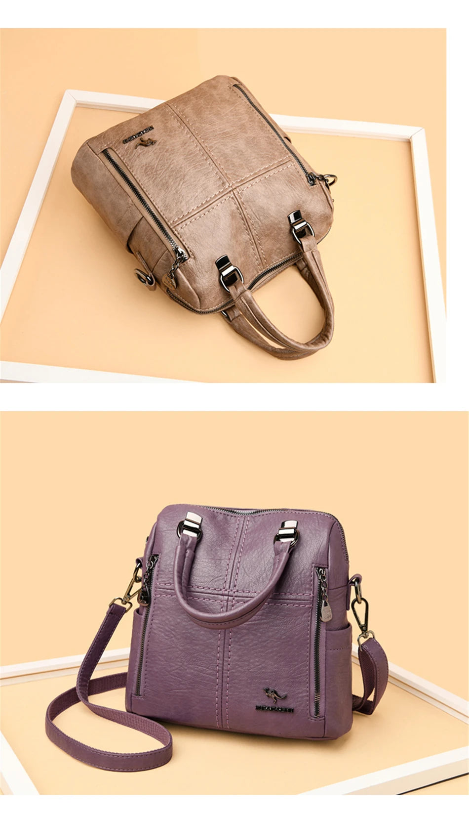 Premium Sheepskin Leather Multifunction Handbag | Luxury Designer Large Capacity Travel Backpack & - view 7