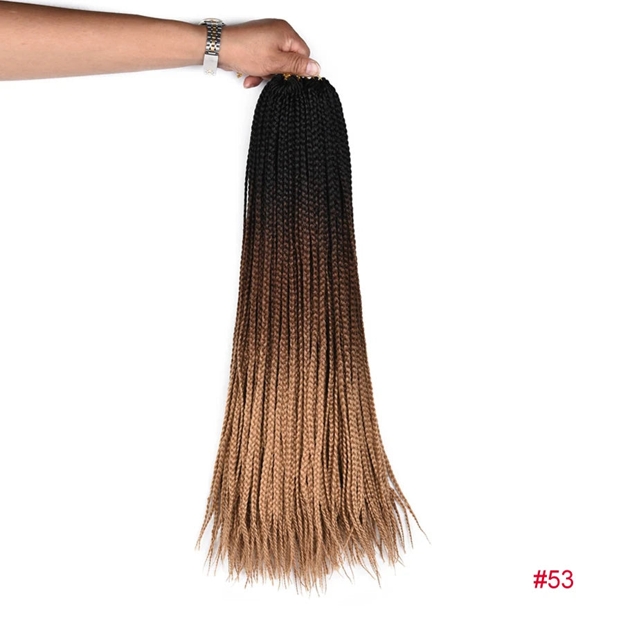 Medium 3X Box Braids Crochet Hair Extensions - 14", 18" & 22" Pre-Looped Ombre Handmade Synthetic Braids - Low Temperature Fiber 22 Strands/Pack Crochet Braids for Women Luxegan 