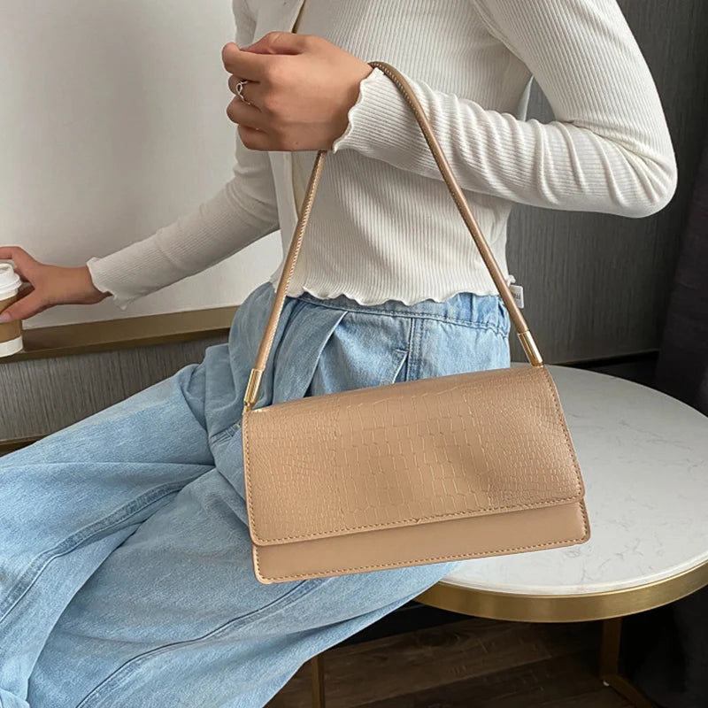Small Soft PU Leather Handbag | Vintage Armpit Shoulder Bag Luxegan