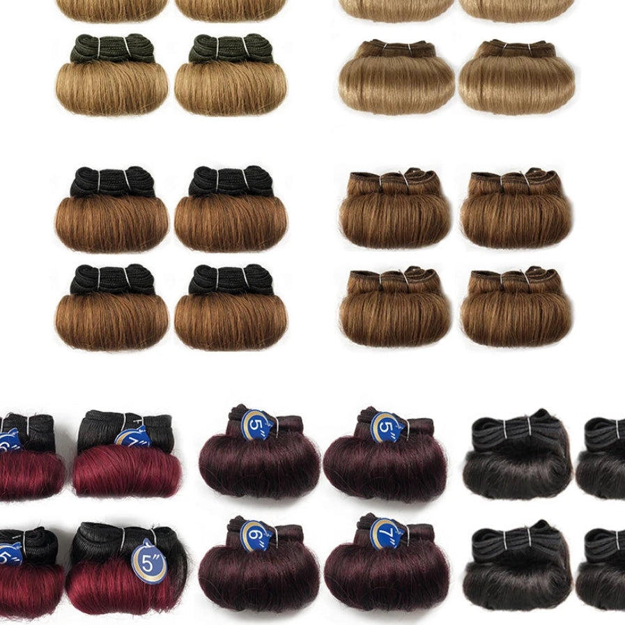 Brazilian Curly Hair Weave Bundles – 4 Pcs/Lot 100% Remy Human Hair Afro Curly Weave 5 5 6 7 Inches (6 Colors)