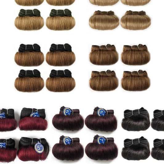 Brazilian Curly Hair Weave Bundles – 4 Pcs/Lot 100% Remy Human Hair Afro Curly Weave 5 5 6 7 Inches (6 Colors)