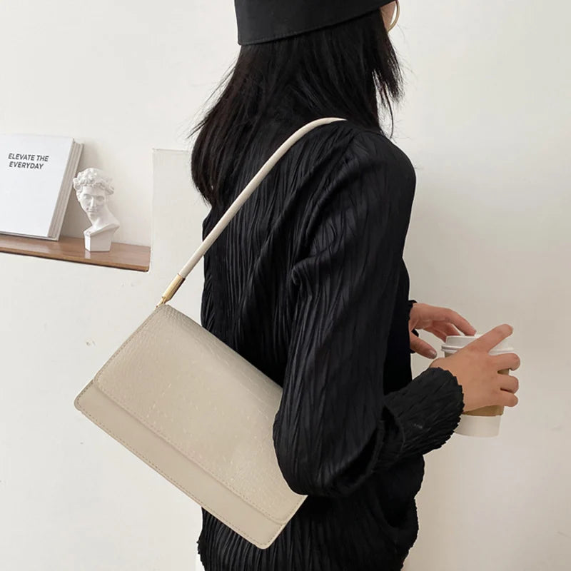 Small Soft PU Leather Handbag | Vintage Armpit Shoulder Bag Luxegan