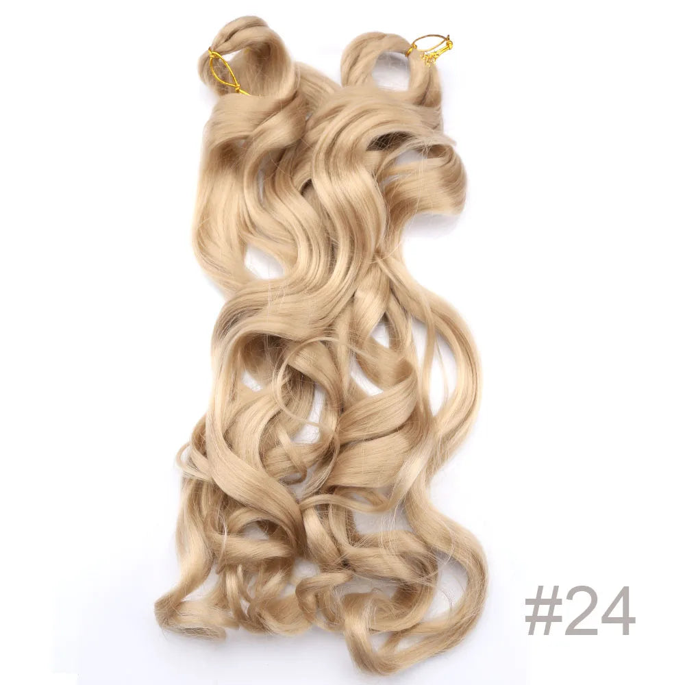 Synthetic Loose Wave Crochet Braiding Hair – Spiral Curls French Curls Pre-Stretched Ombre Braids 16"-26" | 6 Packs Luxegan