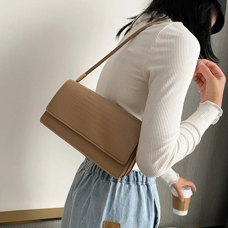 Small Soft PU Leather Handbag | Vintage Armpit Shoulder Bag Luxegan