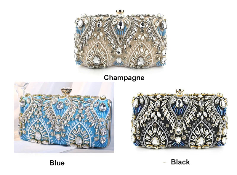 Luxury Beaded Rhinestone Clutch | Exquisite Wedding & Evening Purse Luxegan