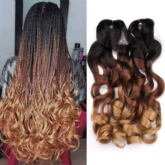 Synthetic Loose Wave Crochet Braiding Hair – Spiral Curls French Curls Pre-Stretched Ombre Braids 16"-26" | 6
