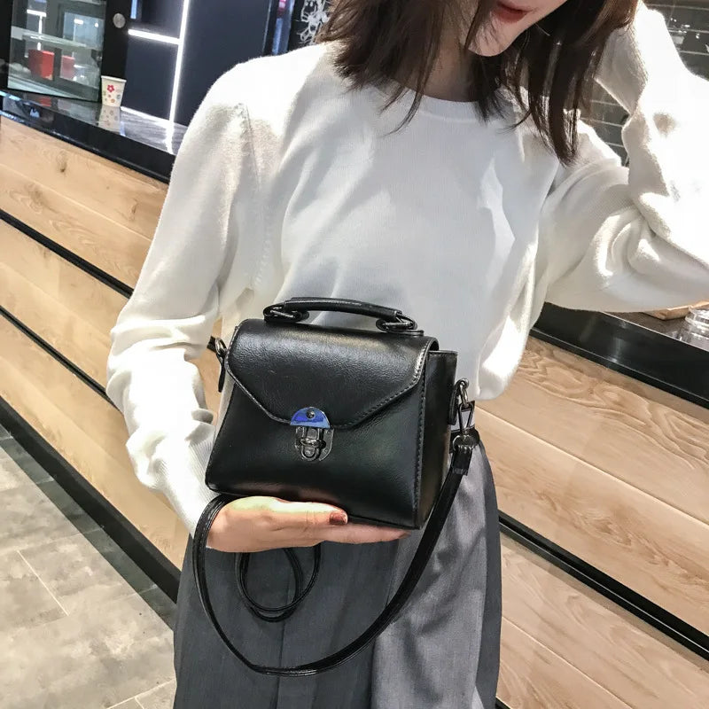 Winter New Lock-Design Shoulder Bag | Sophisticated PU Leather Crossbody | Elegant Small Square Lady Handbag | "Dignified" Soft Vintage Messenger for Versatile Styling Luxegan