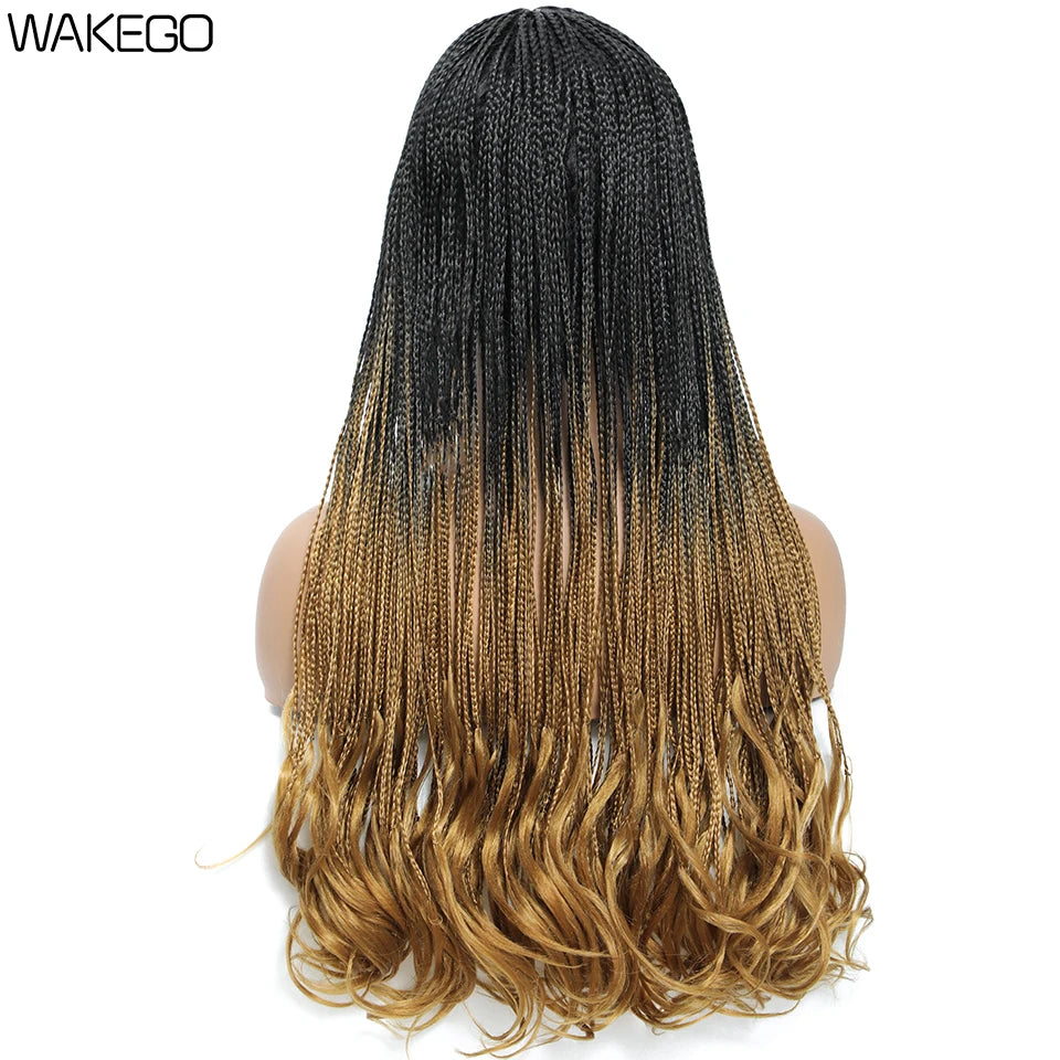 26 Inch Long Box Braid Wig With Curly End African synthetic Braided Wigs For Women Fake Scalp Heat Resistant Braiding Hair Wig Luxegan