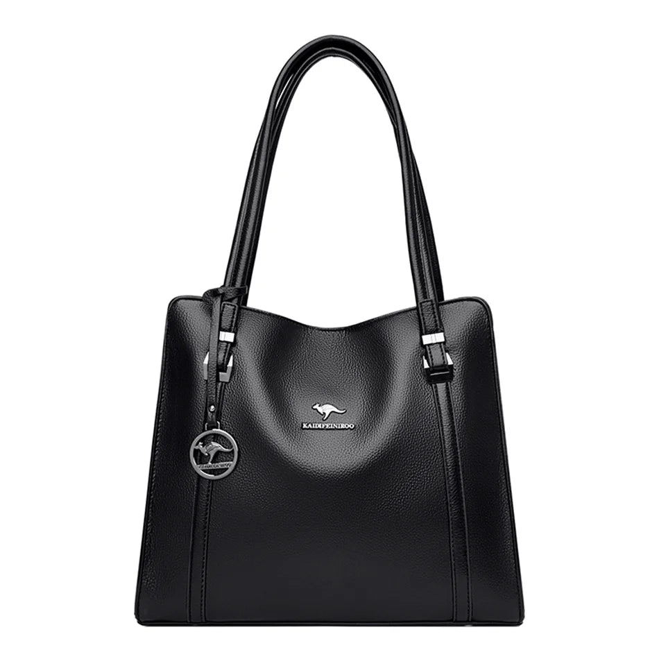 Genuine Soft PU Leather Handbags for Women | Vintage Shoulder Tote Bag & Large Capacity Purse