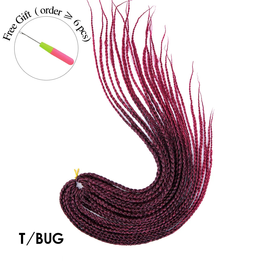 High Quality Ombre Brown & Blonde Synthetic Box Braids Crochet Hair Extensions - 12", 16", 20", 24" & 30" Pre-Looped Braids - High Temperature Fiber 22 Strands/Pack Tangle-Free Crochet Braids Luxegan