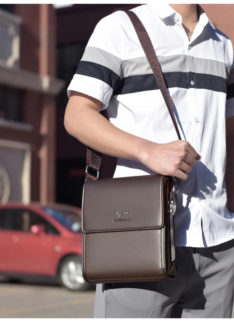 Luxury PU Leather Messenger Bag | Men's Hard Business Office Work Crossbody Briefcase Luxegan