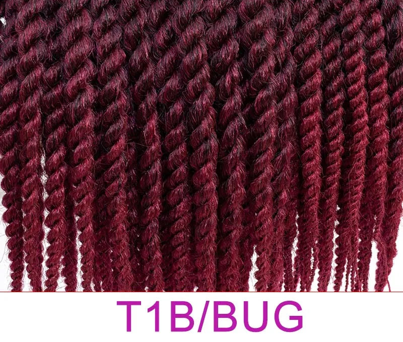 Twist Crochet Braids Hair Extensions - 12" (65g), 18" (100g) & 22" (120g) Pre-Looped Ombre Synthetic Braiding Hair - Low Temperature Fiber 12 Strands/Pack Jumbo Twist Crochet Hair for Women (6 Packs Full Head) Luxegan