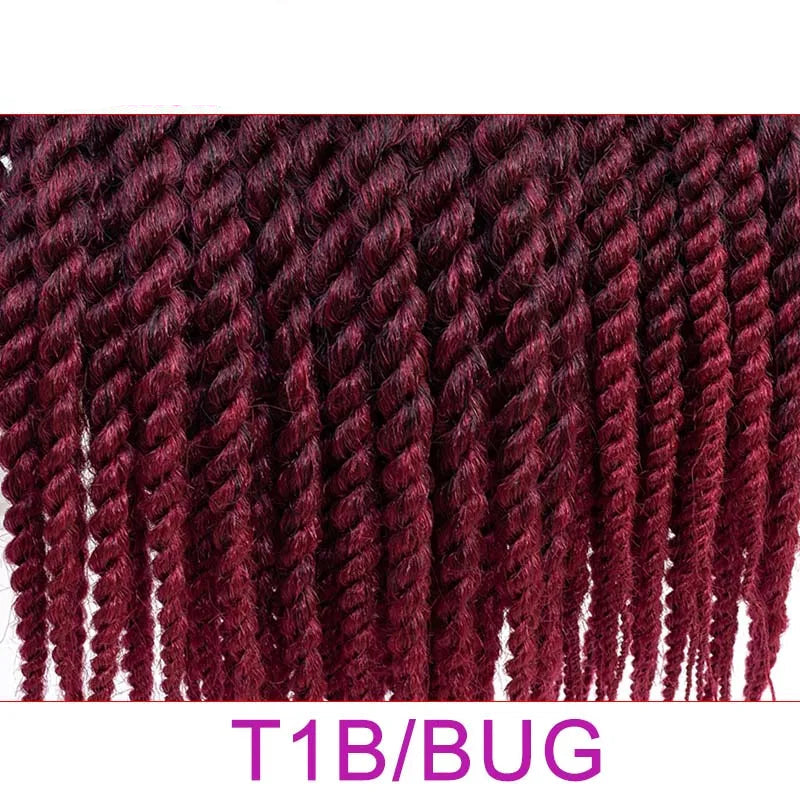 Big Senegalese Twist Crochet Braids Hair Extensions - 12", 18" & 22" Pre-Looped Ombre Synthetic Braiding Hair - Low Temperature Fiber 12 Strands/Pack Jumbo Twist Crochet Hair for Women Luxegan