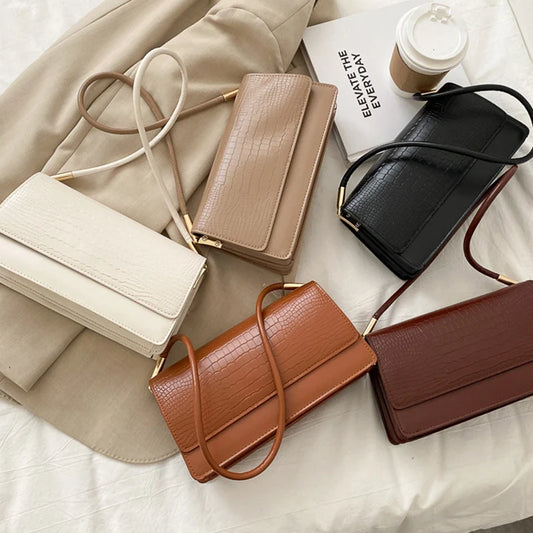 Small Soft PU Leather Handbag | Vintage Armpit Shoulder Bag Luxegan
