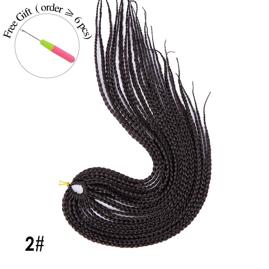 High Quality Ombre Brown & Blonde Synthetic Box Braids Crochet Hair Extensions - 12", 16", 20", 24" & 30" Pre-Looped Braids - High Temperature Fiber 22 Strands/Pack Tangle-Free Crochet Braids Luxegan