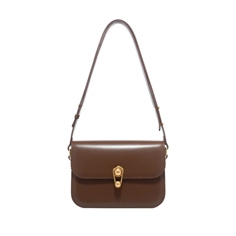 Women's Bag Luxury Brand | New Fashion Shoulder & Crossbody Square Bags (Designer Split Leather Tote Handbag with Lock) Luxegan