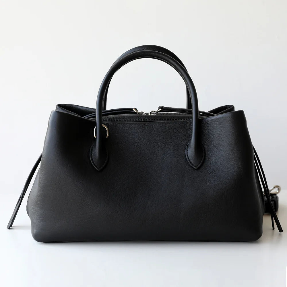 Genuine Cowhide Single Shoulder Purse | Lazy Style Multiple Compartment Handbag | Anti-Theft Zippered Crossbody Bag | Fashionable Solid Color All-Season Tote (Model IN2482) Luxegan
