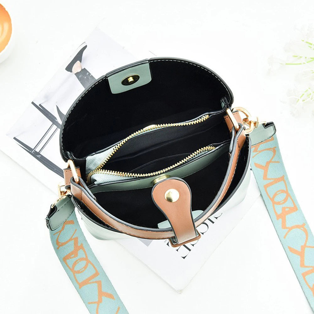 Bolso de mujer de nueva moda con estampado, correa ancha para el hombro, bolso de hombro individual, bolso cruzado, bolso de mano para mujer, bolso de cubo