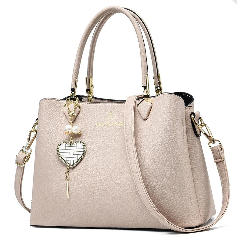 Retro Large Capacity Women’s Shoulder Bag | Fashionable Solid Color Simple Elegant Tote | Versatile PU Leather Crossbody Bag | Temperament Casual Diagonal Messenger Bag (Model BTL-17524) Luxegan