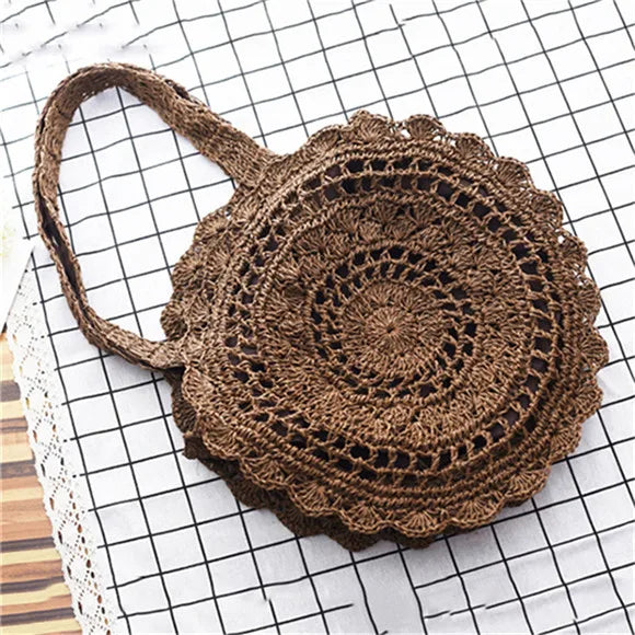 Bohemian Straw Bags for Women | Circle Beach Handbags & Rattan Shoulder Bags Luxegan