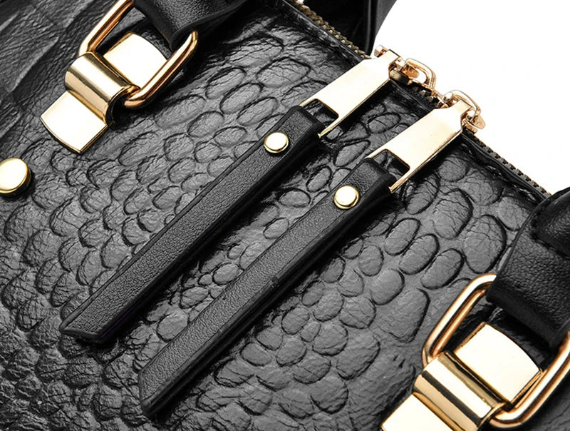 Luxury Crocodile Pattern Handbag for Women | Winter New PU Leather Tassel Shoulder Bag (Brands Design Handle Bag, Lady Purse) Luxegan