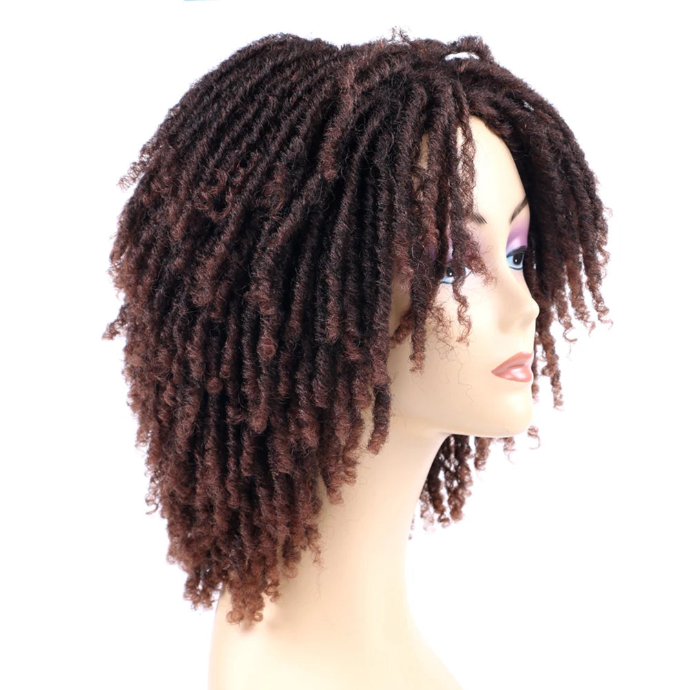 Short Dreadlock Wig for Black Women Afro Curly Twist Wigs Synthetic Heat Resistant Breathable Faux Locs Braids Hair Wigs Luxegan