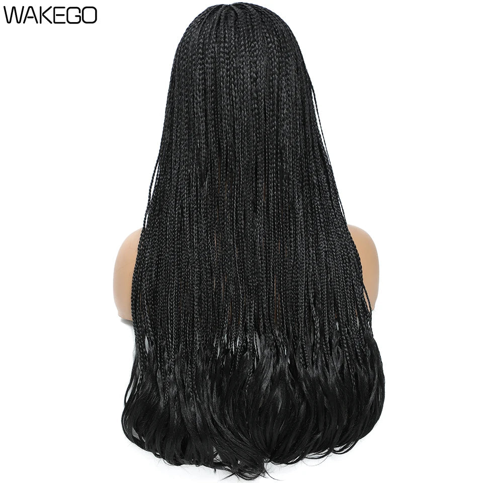 26 Inch Long Box Braid Wig With Curly End African synthetic Braided Wigs For Women Fake Scalp Heat Resistant Braiding Hair Wig Luxegan