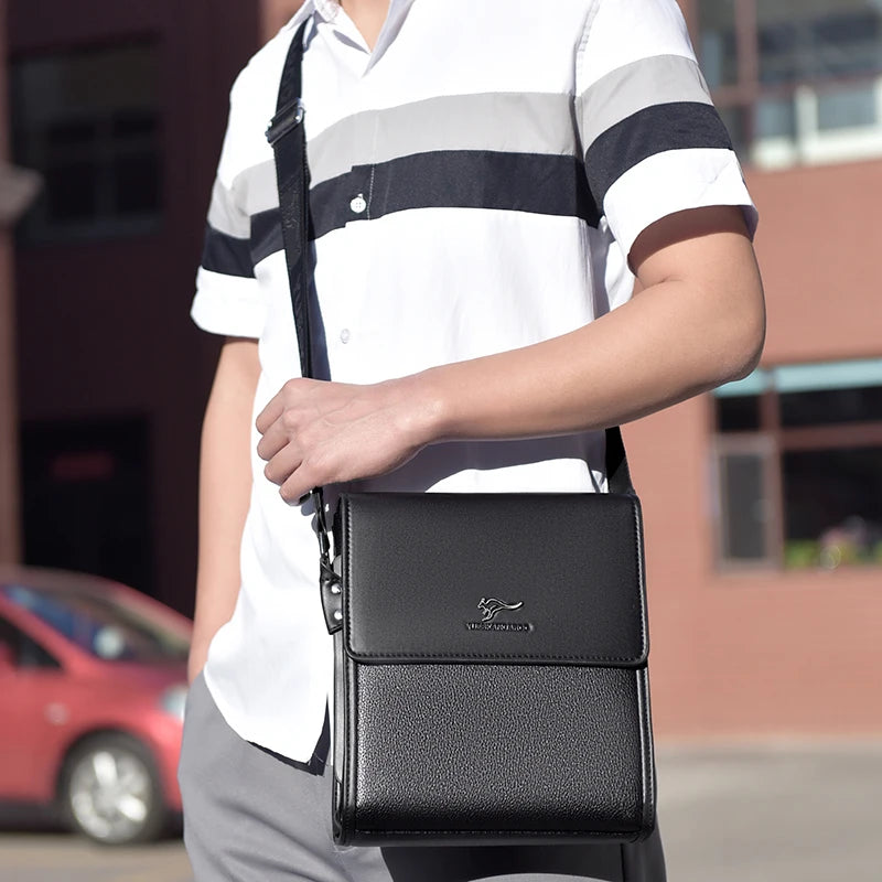 Luxury PU Leather Messenger Bag | Men's Hard Business Office Work Crossbody Briefcase Luxegan