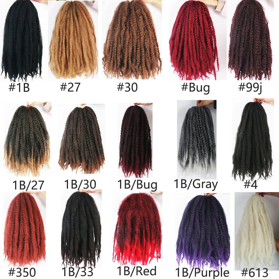 18-Inch Afro Kinky Marley Crochet Braiding Hair - Ombre Synthetic Crochet Braids Hair Extensions - High Temperature Fiber Marley Twist Hair for Protective Styles (30 Strands/Pack, 100g) Luxegan
