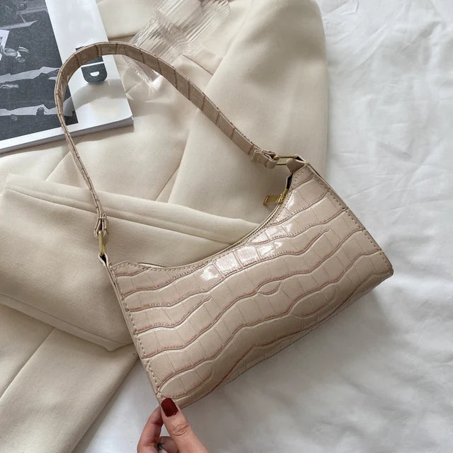 Fashion PU Leather Bags for Women | Alligator Pattern Armpit Handbag & Female Small Underarm Messenger Bag Luxegan