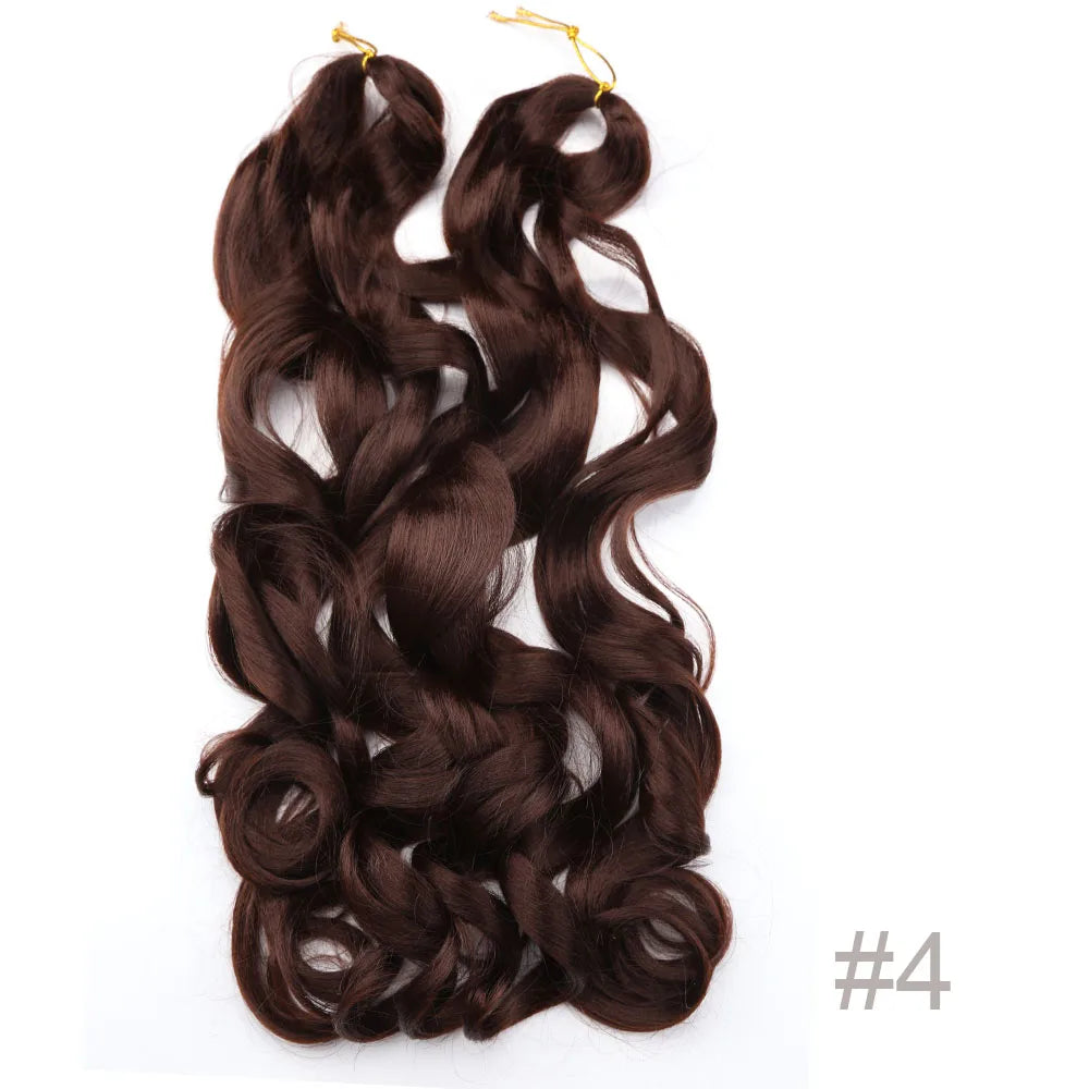 Synthetic Loose Wave Crochet Braiding Hair – Spiral Curls French Curls Pre-Stretched Ombre Braids 16"-26" | 6 Packs Luxegan