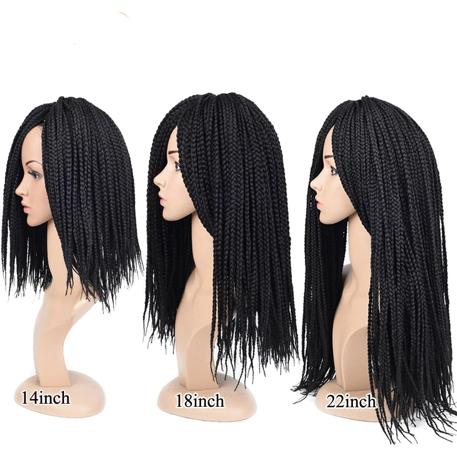 Medium 3X Box Braids Crochet Hair Extensions - 14", 18" & 22" Pre-Looped Ombre Handmade Synthetic Braids - Low Temperature Fiber 22 Strands/Pack Crochet Braids for Women Luxegan 