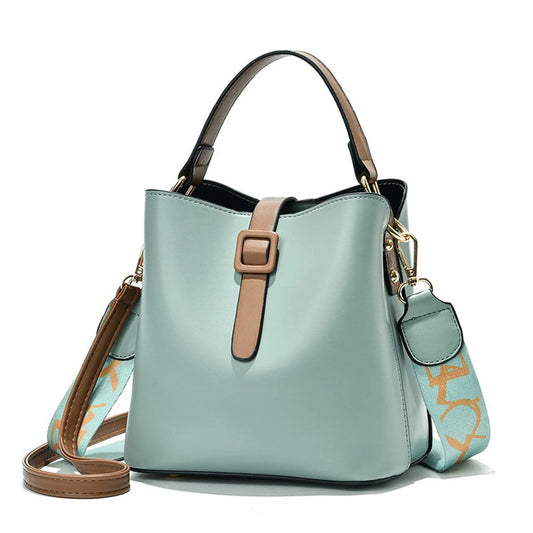 New Fashion Women's Bag Printed Wide Shoulder Strap Single Shoulder Crossbody Bag Women's Handbag Bucket Bag