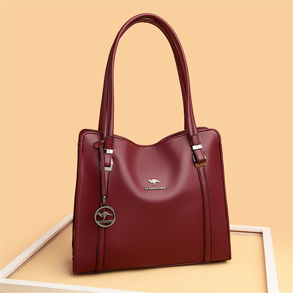 Genuine Soft PU Leather Handbags for Women | Vintage Shoulder Tote Bag & Large Capacity Purse
